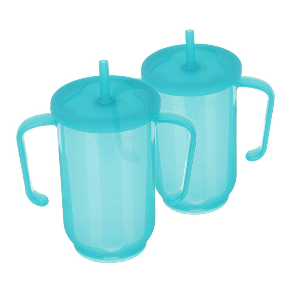2pcs Spill Proof Adult Sippy Cup for Elderly with Straw and Dual Handles, AntiSpill Drinking Mug