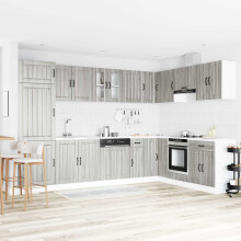 Berkfield Sink Base Cabinet Lucca 2 pcs Grey Sonoma Engineered Wood