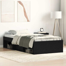 Berkfield Bed Frame without Mattress Black Oak 100x200 cm Engineered Wood