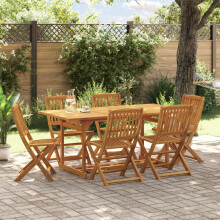 Berkfield 7 Piece Garden Dining Set 180x90x75 cm Solid Wood Acacia