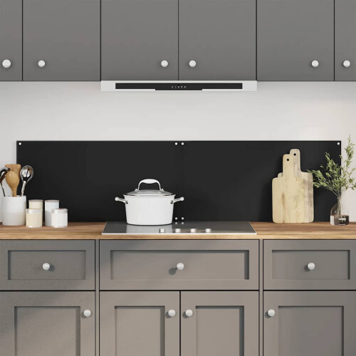 Berkfield Kitchen Backsplashes 2 pcs Black 80x60 cm Tempered Glass