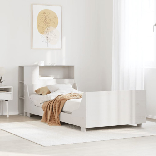 Berkfield Bed Frame without Mattress White 75x190 cm Small Single Solid Wood Pine