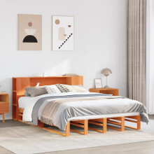 Berkfield Bookcase Bed without Mattress Wax Brown 135x190 cm Double Solid Wood