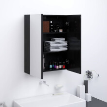 Berkfield Bathroom Mirror Cabinet 60x15x75 cm MDF Shining Black