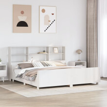 Berkfield Bookcase Bed without Mattress White 180x200 cm Super King Solid Wood
