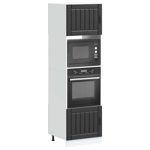 Berkfield Oven Cabinets 2 pcs Lucca Black Engineered Wood