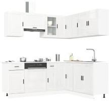 Berkfield 11 Piece Kitchen Cabinet Set Porto Gloss White Engineered Wood