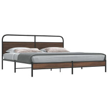 Berkfield Metal Bed Frame without Mattress Brown Oak 180x200 cm Super King
