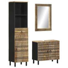 Berkfield 3 Piece Bathroom Furniture Set Solid Wood Mango