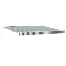 Berkfield Retractable Awning Manual Green and White 400 x 300 cm