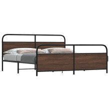 Berkfield Metal Bed Frame without Mattress Brown Oak 183x213 cm