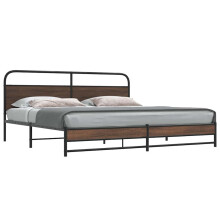 Berkfield Metal Bed Frame without Mattress Brown Oak 180x200 cm