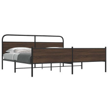 Berkfield Metal Bed Frame without Mattress Brown Oak 180x200 cm Super King