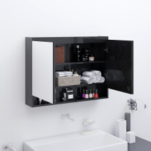 Berkfield Bathroom Mirror Cabinet 80x15x60 cm MDF Shining Black