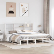 Berkfield Bookcase Bed without Mattress White 180x200 cm Super King Solid Wood