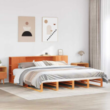 Berkfield Bookcase Bed without Mattress Wax Brown 200x200 cm Solid Wood
