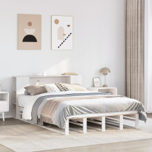 Berkfield Bookcase Bed without Mattress White 135x190 cm Double Solid Wood