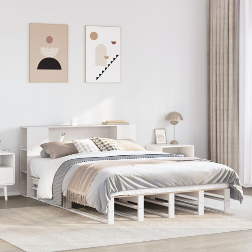 Berkfield Bookcase Bed without Mattress White 135x190 cm Double Solid Wood