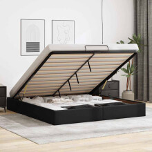 Berkfield Ottoman Bed Frame without Mattress Black Super King Faux Leather
