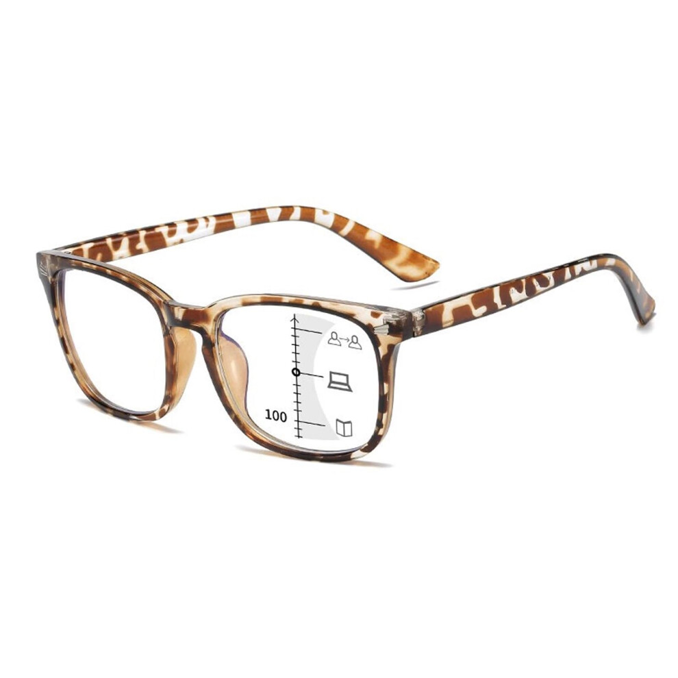Progressive Reading Glasses 3.0x Blue Light Blocking Multifocus Anti Glare Tortoise Frame for Men Women