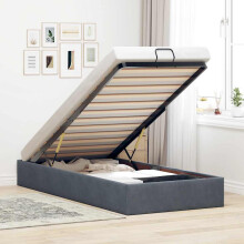 Berkfield Ottoman Bed Frame No Mattress Dark Grey Single Velvet