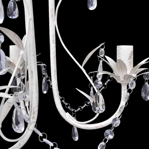 Crystal Pendant Ceiling Lamp Chandelier Elegant White 2
