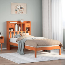 Berkfield Bookcase Bed without Mattress Wax Brown 75x190 cm Small Single Solid Wood Pine