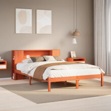 Berkfield Bookcase Bed without Mattress Wax Brown 150x200 cm King Solid Wood Pine