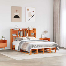 Berkfield Bookcase Bed without Mattress Wax Brown 150x200 cm King Size Solid Wood Pine