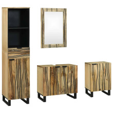 Berkfield Bathroom Furniture Set with Drawer 4 pcs Brown Engineered Wood