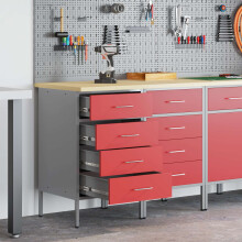 Berkfield Work Cabinet with Drawer 2 pcs Red and Grey 100 x 55 x 85 cm