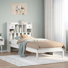 Berkfield Bookcase Bed without Mattress White 75x190 cm Small Single Solid Wood Pine