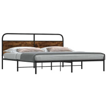 Berkfield Metal Bed Frame without Mattress Smoked Oak 193x203 cm
