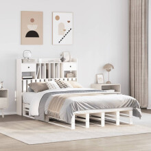 Berkfield Bookcase Bed without Mattress White 135x190 cm Double Solid Wood Pine