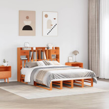 Berkfield Bookcase Bed without Mattress Wax Brown 160x200 cm Solid Wood Pine