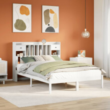 Berkfield Bookcase Bed without Mattress White 140x200 cm Solid Wood Pine
