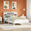 Berkfield Bookcase Bed without Mattress White 140x200 cm Solid Wood Pine 1