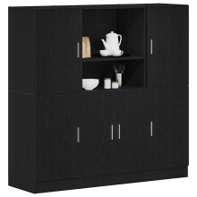 Berkfield 3 Piece Kitchen Cabinet Set Black Engineered Wood