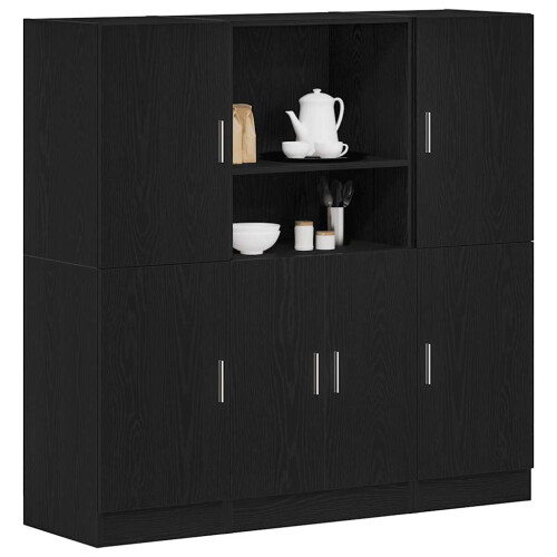 Berkfield 3 Piece Kitchen Cabinet Set Black Engineered Wood