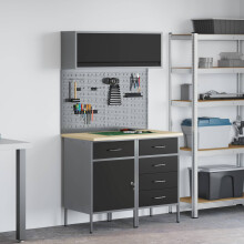 Berkfield Work Cabinet Set with Drawer with Shelf Manual 5 pcs Black