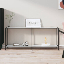 Berkfield Console Table White 180x35x75.5 cm Tempered Glass