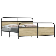 Berkfield Metal Bed Frame without Mattress Sonoma Oak 193x203 cm