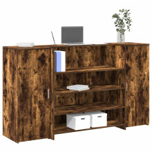Berkfield Reception Desk Smoked Oak 180x50x103.5 cm Engineered Wood