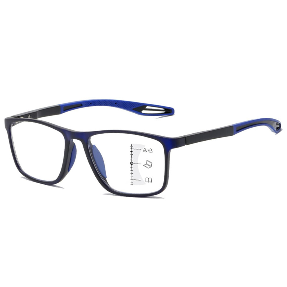 Blue/Light Progressive Reading Glasses 1.5X Blocking Multifocus Tr90 Frame For Men And Women