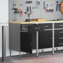 Berkfield Work Cabinet with Drawer 2 pcs Black and Grey 100 x 55 x 85 cm