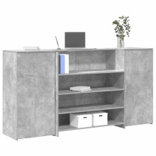Berkfield Reception Desk Concrete Grey 200x50x103.5 cm Engineered Wood