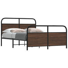 Berkfield Metal Bed Frame without Mattress Brown Oak 140x200 cm