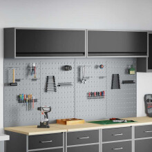 Berkfield Tool Cabinet Set with Shelf 6 pcs Black Powder-Coated Steel