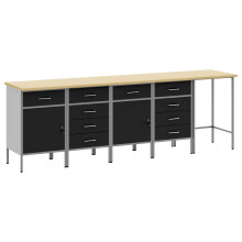 Berkfield Work Cabinet Set with Drawer with Storage 5 pcs Black and Grey