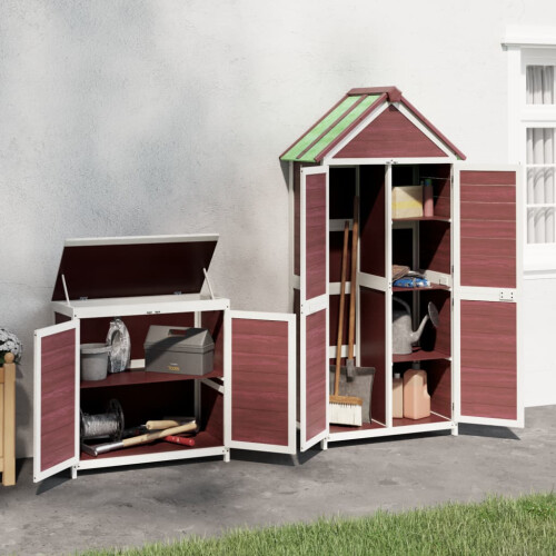 Berkfield 2 Piece Garden Tool Shed Set Mocha Solid Wood Pine 2